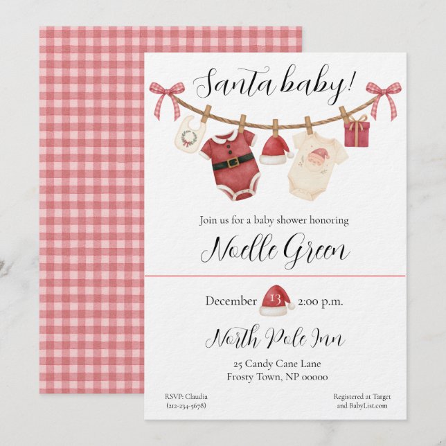 Santa Baby Shower Invitation Einladung (Vorne/Hinten)