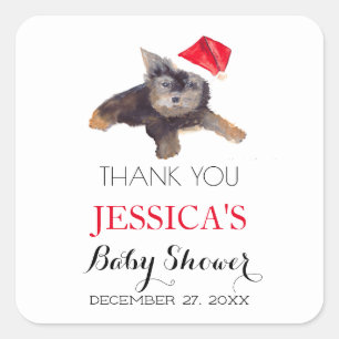 Santa Baby Shower Rot Cute einfache Danksagung Quadratischer Aufkleber