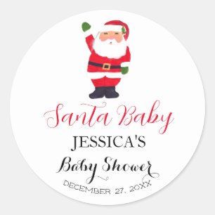 Santa Baby Shower Rot Süß einfache Danke Runder Aufkleber