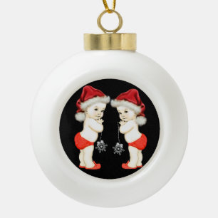 Santa Baby Twin Baby Boy Weihnachten Keramik Kugel-Ornament