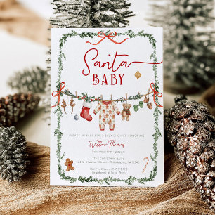 Santa Baby Wäscheleine Winter-Baby-Party Einladung
