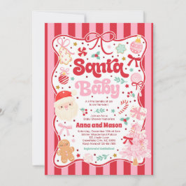 Santa Baby Weihnachten Coquette Schleife Babyparty Einladung