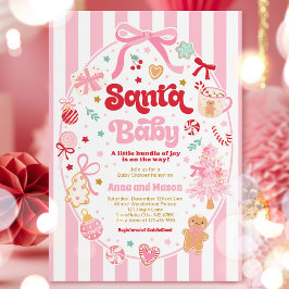 Santa Baby Weihnachten Coquette Schleife Babyparty Einladung