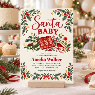 Santa Baby Weihnachten Folk Babyparty Einladung