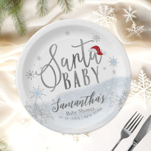 Santa Baby Weihnachten Winter Baby Shower Pappteller