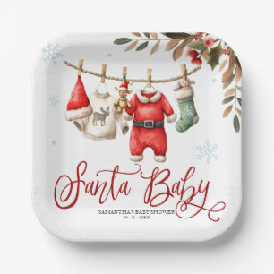 Santa Baby Weihnachten Winter Baby Shower Pappteller