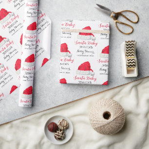 Santa Baby Weihnachten Winter Rote Babyparty  Geschenkpapier