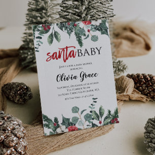 Santa Baby Weihnachts-Baby-Baby-Party-Einladung 2 Einladung