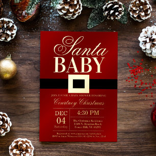 Santa Baby Weihnachts-Baby-Party Echtgold Folieneinladung