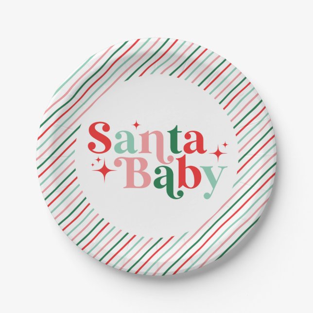 Santa Baby Weihnachts-Baby-Party Pappteller (Vorderseite)