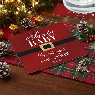 Santa Baby Weihnachts-Baby-Party Rechteckiger Pappuntersetzer