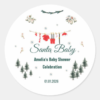 Santa Baby Weihnachts-Thema Baby Shower Runder Aufkleber