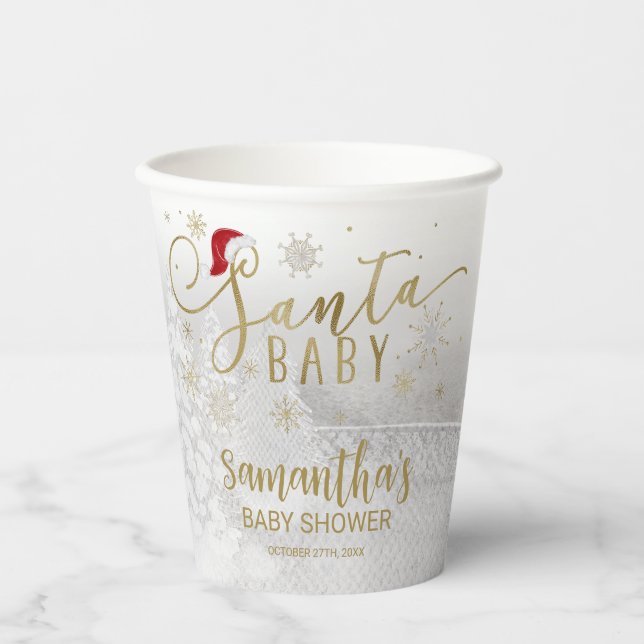 Santa Baby Weihnachts Winter Baby Dusche Pappbecher (Vorderseite)