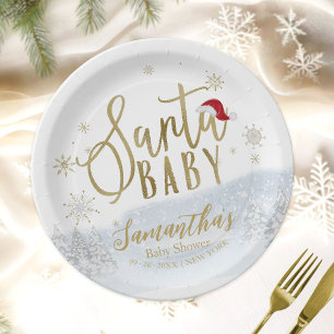 Santa Baby Weihnachts Winter Baby Dusche Pappteller