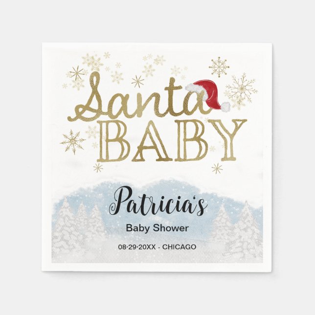 Santa Baby Weihnachts Winter Baby Dusche Serviette (Vorderseite)