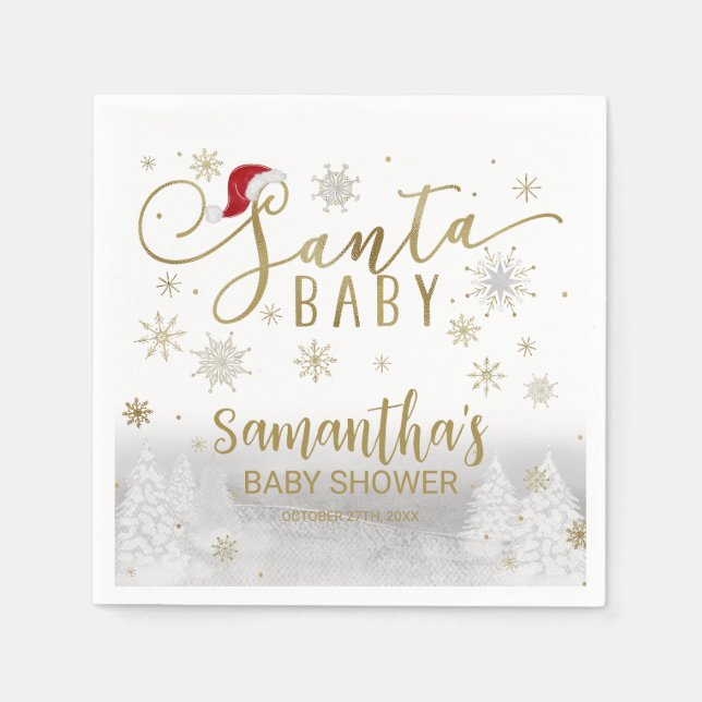 Santa Baby Weihnachts Winter Baby Dusche Serviette (Vorderseite)