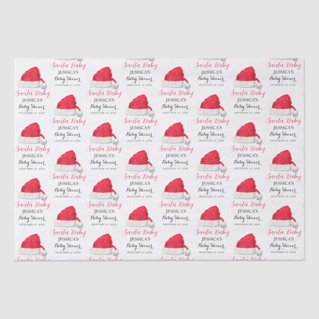 Santa Baby Weihnachts Winter Red Baby Dusche Seidenpapier (Vorderseite)