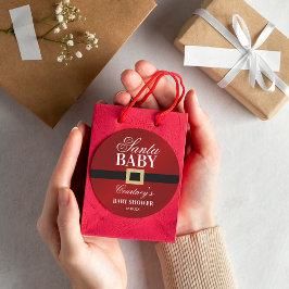 Santa Baby | Weihnachtsdusche Runder Aufkleber