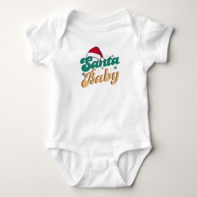 "Santa Baby" Weihnachtsjause Baby Bodysuit Baby Strampler (Vorderseite)