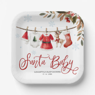 Santa Baby Weihnachtsmädchen Baby Shower Pappteller