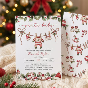 Santa Baby Weihnachtswäscheleine Baby Shower Einladung