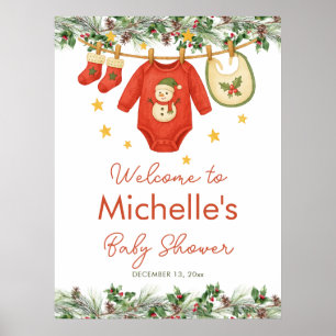 Santa Baby Weihnachtswäscheleine Baby Shower Poster