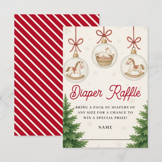 Santa Baby Winter Baby Duschdusche Windeln Raffle Begleitkarte (Vorne/Hinten)