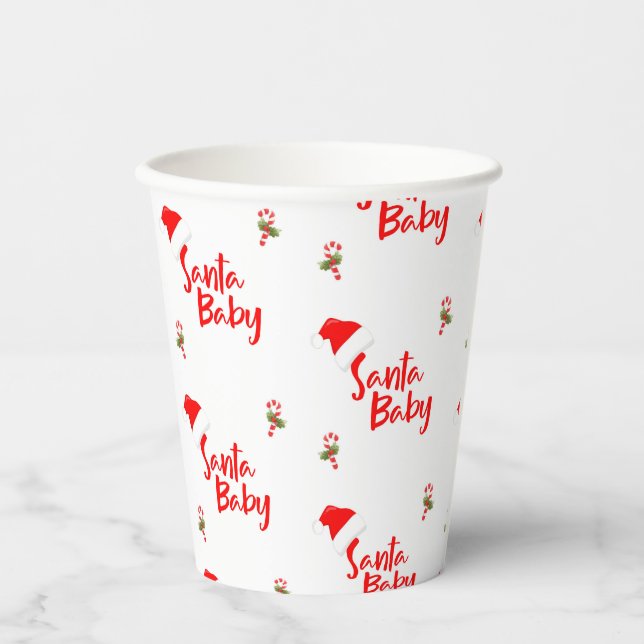 Santa Baby Winter Baby Dusche Pappbecher (Vorderseite)