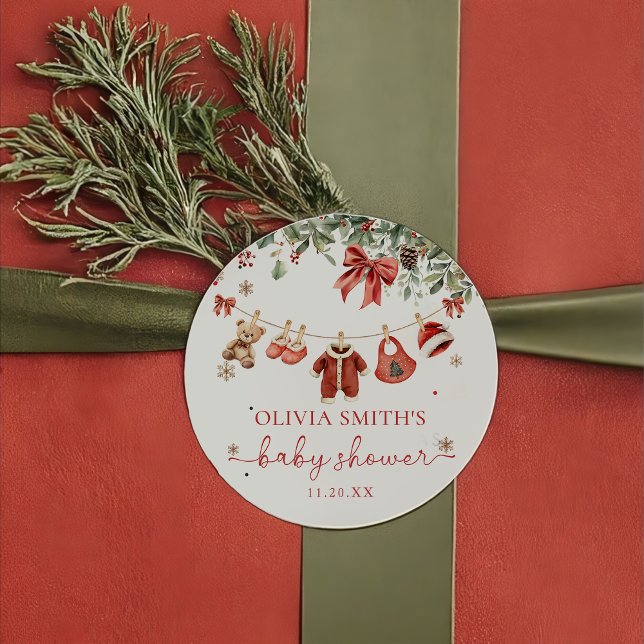 Santa Baby Winter Christmas Baby Shower Sticker  (Von Creator hochgeladen)