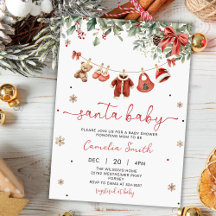 Santa Baby Winter Weihnachten Baby Shower Einladun