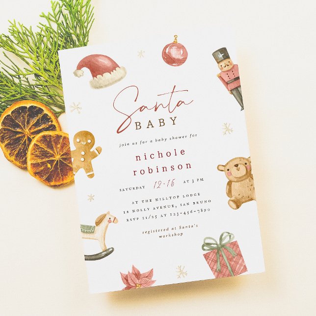 Santa Baby Winter Weihnachtsdusche Einladung (Von Creator hochgeladen)