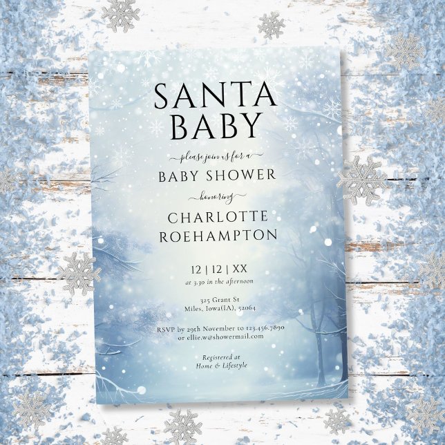 Santa Baby Winter Weihnachtsdusche Einladung (Santa Baby Winter Christmas Baby Shower Invitation)