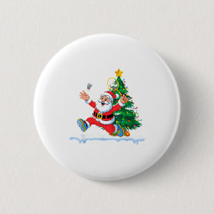 Santa Badminton Weihnachtsbaum Lichter Männer Frau Button