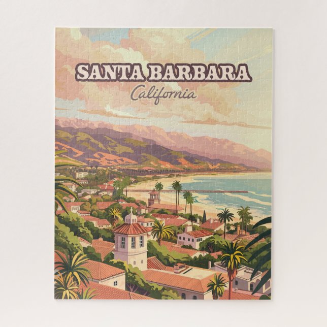 Santa Barbara Beach Central Coast California Retro (Vertikal)