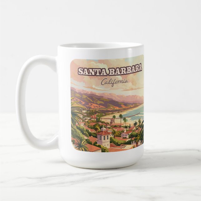 Santa Barbara Beach Central Coast California Retro Kaffeetasse (Links)