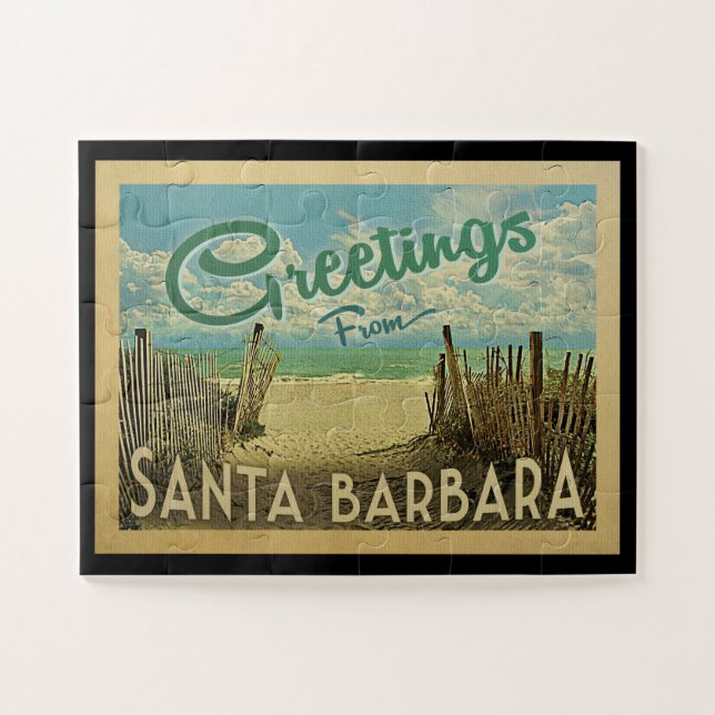 Santa Barbara Beach Vintage Reise (Horizontal)