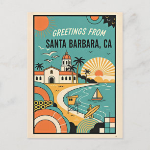 Santa Barbara CA Retro Reise Grüße 1950er Jahre Postkarte