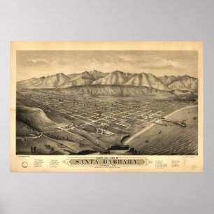 Santa Barbara California 1877 Panoramakarte Poster