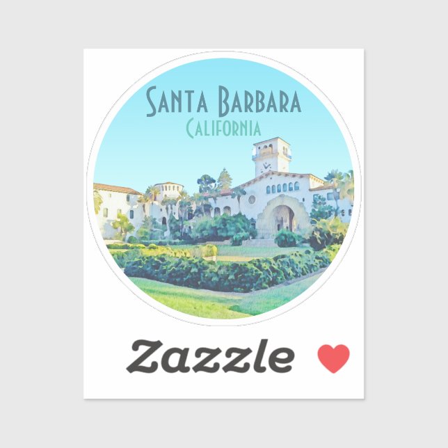 Santa Barbara California Courthouse Aufkleber (Blatt)