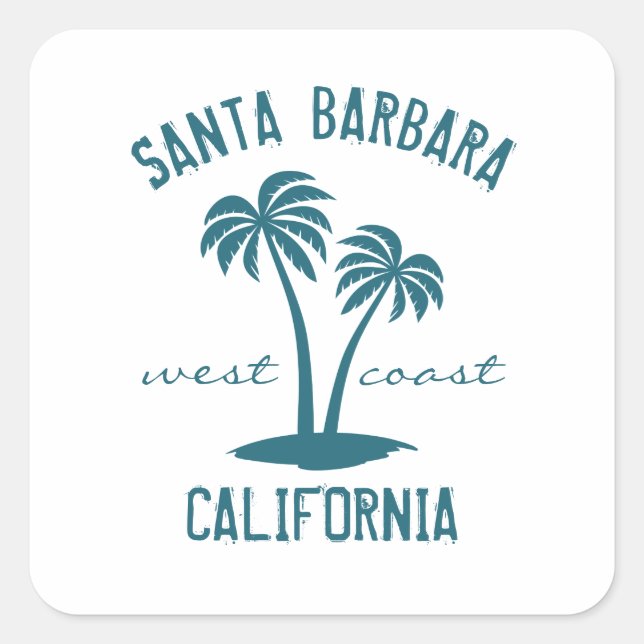 Santa Barbara California Westküste Quadratischer Aufkleber (Vorderseite)