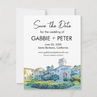 Santa Barbara Gerichtsgebäude Aquarell Save-the-Da Einladung