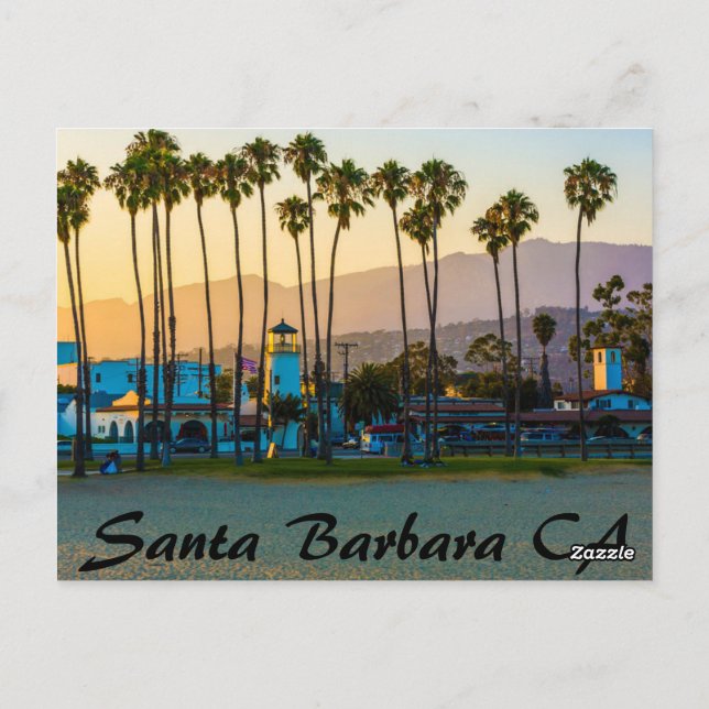 SANTA BARBARA KALIFORNIEN AM STRAND POSTKARTE (Rückseite)