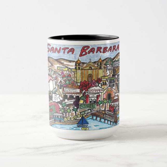 Santa Barbara Karte Kaffeemaschine Tasse (Zentrum)