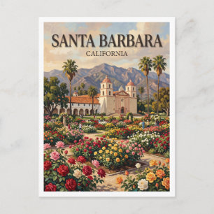 Santa Barbara Mission Rosengarten Kalifornien Postkarte