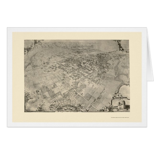 Santa Barbara, panoramische Karte CAs - 1896 (Vorderseite (Horizontal))