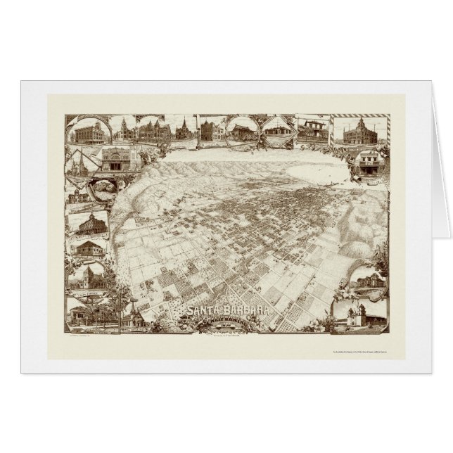 Santa Barbara, panoramische Karte CAs - 1898 (Vorderseite (Horizontal))