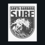 Santa Barbara Surf Club Postkarte<br><div class="desc">Santa Barbara Surf Club Design mit Meereswellen-Illustration in einem Abzeichen Stil.</div>