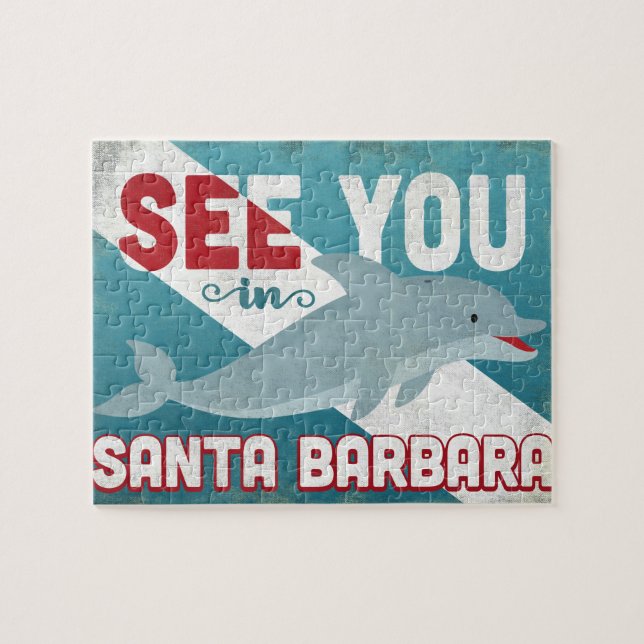 Santa- Barbaradelphin - Retro Vintage Reise (Horizontal)