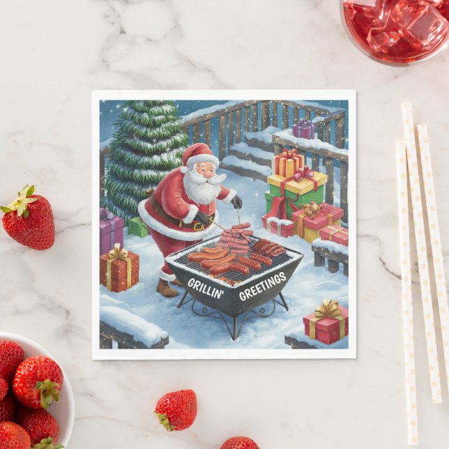 Santa Barbecue Weihnachten Serviette (Beispiel)