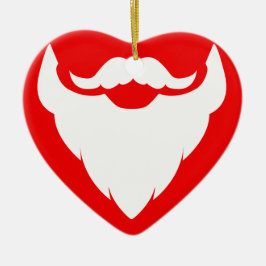 Santa Bard Schnurrbart Geschenk Rot & Weiß Ornamen Keramik Ornament
